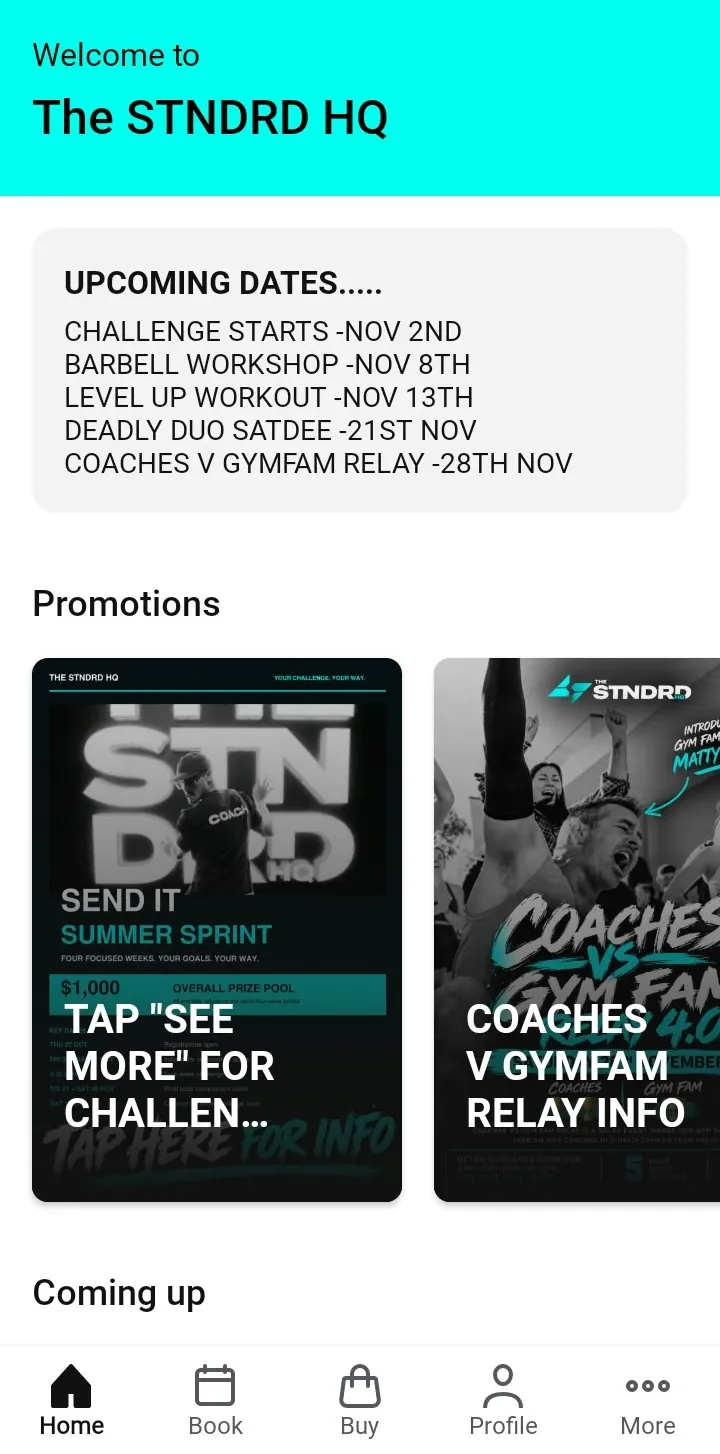 App screen: Welcome to The STNDRD HQ