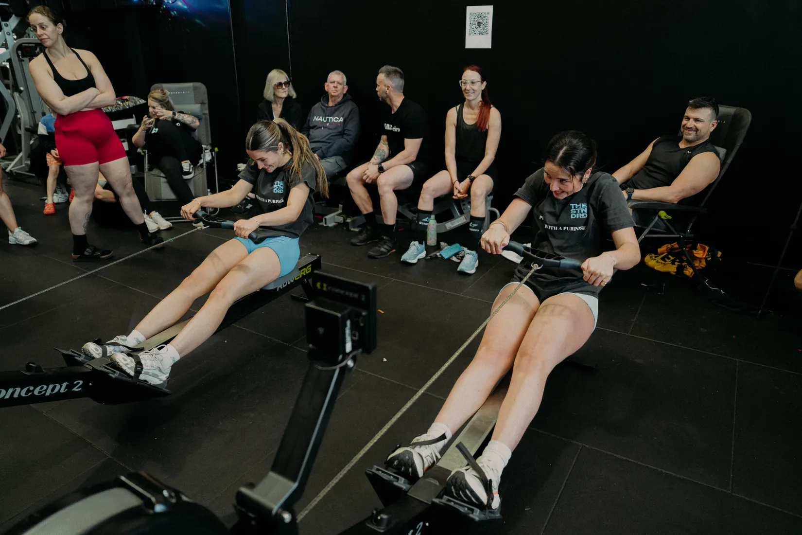 Members rowing side by side at the 24hr Row for Talk2MeBro