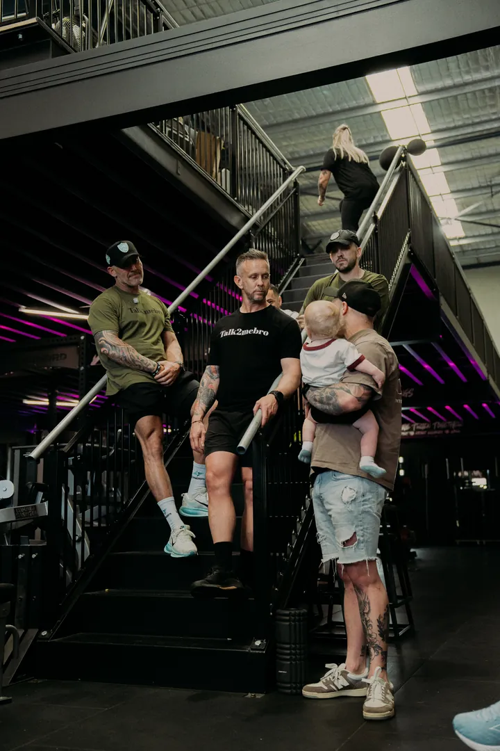 The crowd on the stairs, kids and all